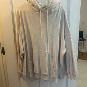 American Eagle Outfitters White Hoodie with Sherpa Hood